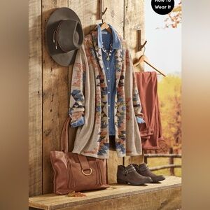 Coldwater Creek Sunset Ridge Multicolor Geometric Cardigan